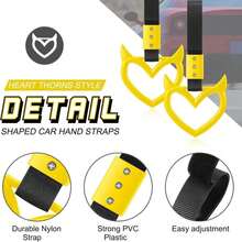 Fabbay 2 Pieces Heart Handle Keychains Car Accessory Heart Hand Strap Drift Charm For Car Interior Exterior Decoration(Yellow,Devil Style) - ColorH - View 3