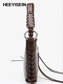 HEEYISEIN-Women Fashion Hobo Shoulder Bag PU Leather Casual Handbag Purses For Daily Outfits,Shoulder Bag With Strap Detail And Metal Eyelets On The Top