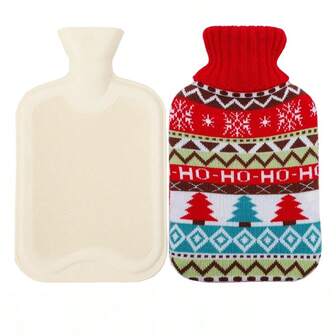 1 Set Serie de árbol de Navidad Bolsa de agua caliente con funda de peluche tejida para bolsa de agua caliente, almohadilla térmica recargable de 2L/1L con funda, apta para calentar y enfriar manos y pies, gran regalo de Navidad