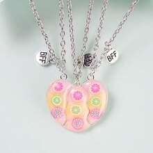 3 件套水果最佳朋友吊坠项链适合校园爱好者锁骨链 BFF 最佳朋友机器吊坠项链流行几何可调节双链情侣项链珠宝礼物 - 均碼 - 查看 11