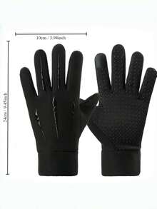 1 Pair Windproof Waterproof Thermal Lined Warm Motorcycle Winter Gloves, Suitable For Cycling, Skiing, Outdoor Sports In Autumn/Winter, Great Christmas Gift For Family And Friends - Grey - View 3