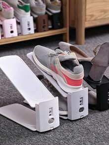 3-1件可调节鞋架双层一体式鞋架塑料鞋子收纳架无需安装双层鞋架可调节鞋子收纳神器家用省空间鞋柜分层隔断省空间鞋柜收纳架家用收纳整理适用于运动鞋靴子鞋类