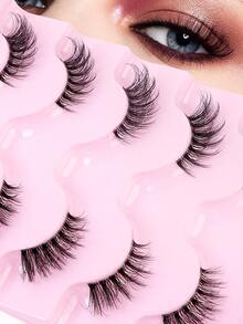 MAANGE 9/5 对半睫毛透明带状睫毛猫眼假睫毛短款柔软3d仿貂毛睫毛柔软自然妆容 - 黑色 - 查看 2