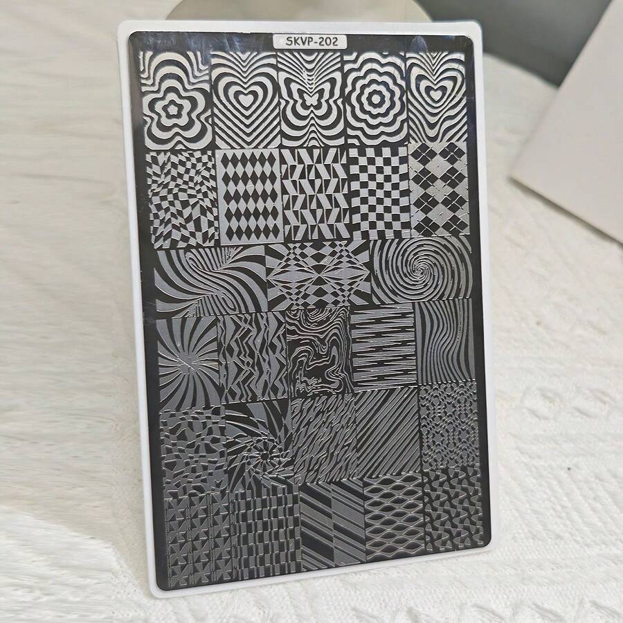 美甲印花板套装，包含蕾丝花瓣、蝴蝶、曼陀罗、植物和抽象图案，适用于美甲、指甲油印花模板和模具。1套时尚美甲印花板，DIY美甲转印模板，美甲工具，圣诞节主题，1片美甲印花板，美甲配件工具，美甲沙龙卡通幽灵、爱心、蜘蛛网、蝙蝠、南瓜、魔术师印花、斑马纹、格子动物纹、几何线条、爱心设计，SKVP风格印花模板。