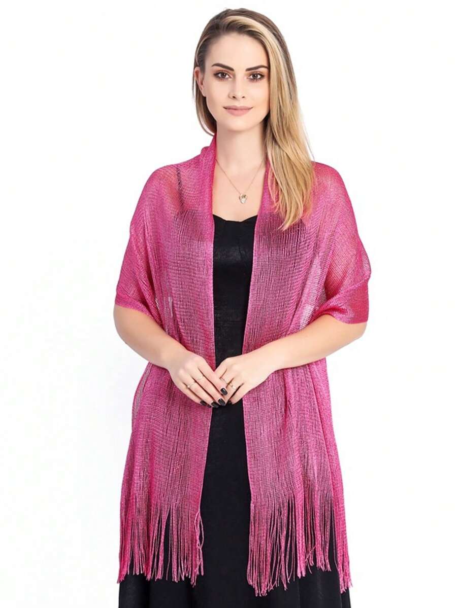 1pc Party/Banquet Silver Metallic Scarf/Shawl