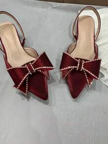 High Heeled Women's Shoes, Fashionable Large Buckle Women's Shoes, Daily Elegant Style,Kitten Heels,Party Outfits - Red - View 9