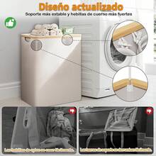 Cesta de lavandería plegable de 160 L con gran capacidad, equipada con 3 bolsas de lavandería extraíbles, ideal para almacenamiento y organización, cesta para ropa sucia, apta para lavadero, dormitorio y baño. - blanco - Ver 1