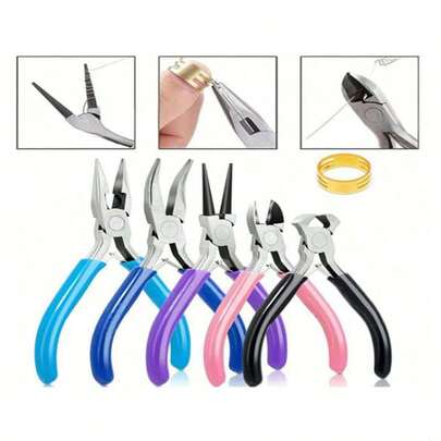 1-5 Pcs Jewelry Pliers Set - Flat Nose Pliers, Pointed Nose Pliers, Round Nose Pliers And Wire Cutters, Suitable For Jewelry Repair, Wrapping And Craf