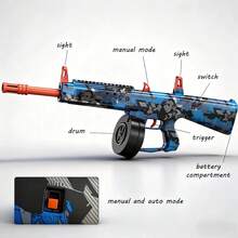 NEW AA12 Electric Gel Ball Blaster, Splat Gun Toy - Automatic Splatter Blaster With Goggles & Sight, Strong Power, High Speed- Ideal For Backyard Fun And Outdoor Activities(Without Water Ammo) - 藍色 - 查看 5