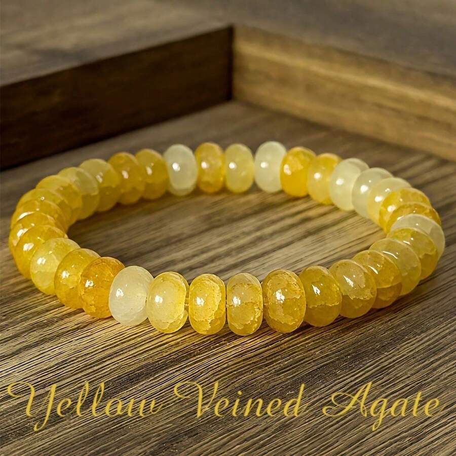 1 Bohemian Style Yellow Crystal Beaded Bracelet - Fashionable And Vintage, Daily Wear Or Women's Gift, Universal Accessories For All Seasons, Gift Bracelet | Vintage Style Bracelet | Smooth Texture Beads, Crystal Bracelet - 黃瑪瑙 - 查看 1