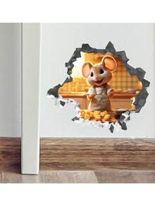 1 Piece 3D Cartoon Kitchen Mouse Chef Sticker Children's Room Decoration Mouse Hole Switch Sticker - Multicolor - View 6