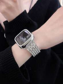 1 件兼容 表带 Apple Watchband 38mm 40mm 41mm 42mm 44mm 45mm 46mm 49mm，女士银饰闪亮钻石和水钻可替换金属表带兼容 Ultra 2/Ultra Series 11/10/9/8/7/6/5/4/3/2/1/SE，兼容 配件。智能表带 - 銀色 - 查看 7