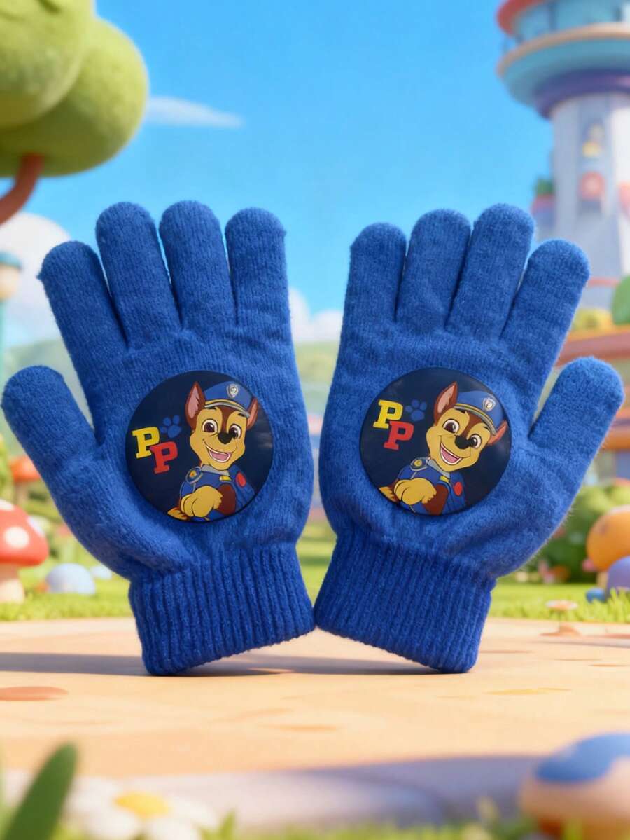 Paw Patrol 一双汪汪队立大功针织保暖卡通手套，适合旅行、户外运动，可作为礼物送给她，生日礼物。 - 彩色 - 查看 1
