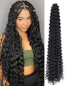 1/3件装长款深波浪编发，女士适用，22/28英寸海洋波浪钩针编织假发，卷曲编发，女神辫，铜色波西米亚风盒式辫，钩针编织假发，合成波浪编发，女士适用，万圣节、圣诞节 - 彩色 - 查看 11