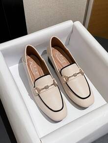 Mengshangli Zapatos oxford de tacón cuadrado y grueso con cierre deslizante, zapatos de trabajo versátiles para mujeres