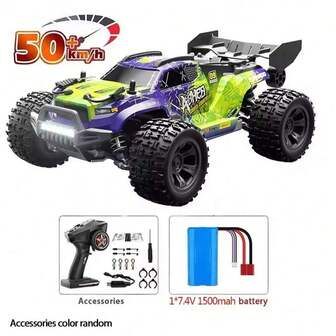 1:18 Auto RC 4WD Monster Truck fuoristrada ad alta velocità con luci a LED, auto telecomandata ad alta velocità per drift, regalo per adolescenti e adulti