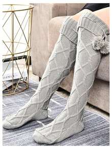 Women Girls Cable Knit Extra Long Boot Socks Over Knee Thigh High Warm Stocking Christmas Gift