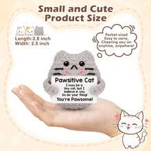 Positive Energy Crochet Cat Christmas Birthday Gift, Suitable For Both Men And Women; Mini Fun Positive Energy Penguin Shark Duck, Comes With Positive Energy Card; Back To School Desk Home Decor Gift For Friends And Colleagues, Emotional Inspirational Crochet Animal Gift Idea - Multicolor - View 3