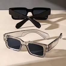 Retro Square Fashion Glasses For Men And Women - Thick Frame Glasses, Lightweight And Durable Design Suitable For Beaches, Travel, Parties And Outdoor Activities, Novel And  Styles, High-Quality Lenses - 灰色 - 查看 4