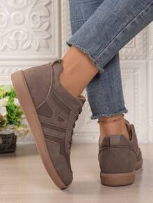 1 Pair Breathable Lace-Up Casual Sneakers, Versatile Running Shoes, Fashion Unisex Trainers Suitable For Spring, Summer, Autumn - Brown - View 4