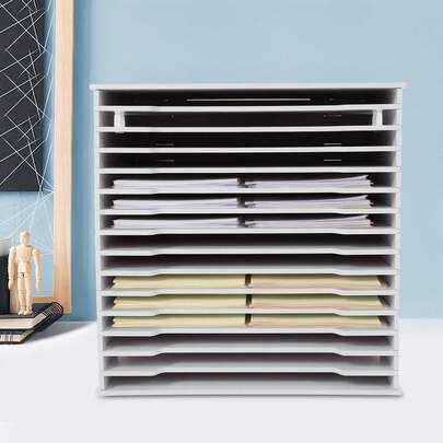  TFCFL Scrapbook Paper Organizer, 15 Slots File Storage Cabinet, Desktop Document Organizer For Home Office School To Organize Literature, Magazines, Files, Student Work, Catalogs, Journals, Papers, And Documents