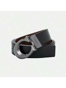 Coach 1pc Unisex 38mm Adjustable C-Shape Buckle Logo Belt, Black/Dark Saddle Brown CQ013 QBLVW - Black - View 1
