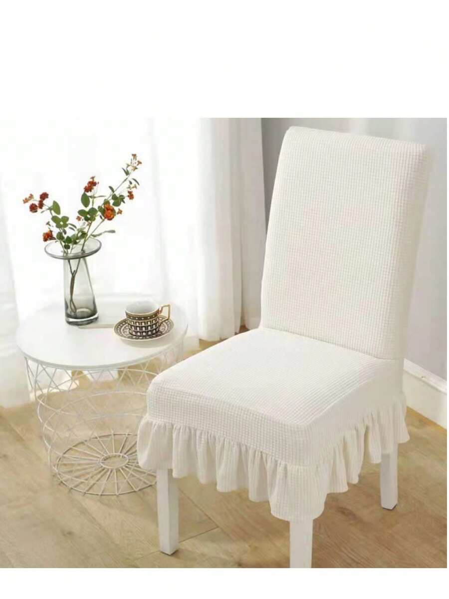 Dining Chair Covers Stretch Parsons Chair Slipcover With Skirt Chair Covers For Home Dining Room Restaurant Banquet - 白色 - 查看 1