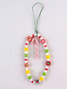 GO2CJBEADS 1pc New Fashion Christmas Mobile Phone Chain Lanyard For Women Simple Santa Claus Acrylic Beaded Phone Chain Beaded Keychain