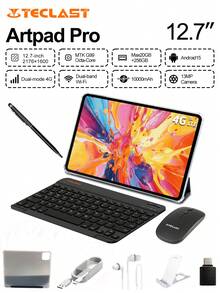 Teclast ArtPad Pro Tablet 12.7-Inch Max Display Pad, G99 Octa-Core CPU, 20GB RAM(8+12 Extension) 256GB ROM, Android15 Smooth Multi-App, 2176*1600 Resolution, LTE Support Dual SIM, 10000mAh Battery Type-C Charging 13MP Camera, With Keyboard &Wireless Mouse Accessories Bundle - Grey - View 12