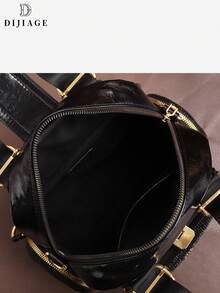 Bolso de mano negro para mujer con patrón de diamantes calientes con elefante y cremallera dorada. Mochila de gran capacidad. Estilo de moda de lujo multifuncional con múltiples bolsillos. Adecuado para fiestas, cenas, actividades al aire libre y viajes.
