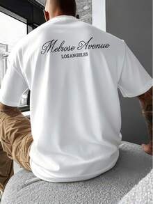 Camiseta corta con estampado de logotipo en la espalda con texto "Melrose Avenue Los Angeles" en estilo urban streetwear, de corte holgado y ligera, de inspiración hip hop y cultura urbana downtown - Blanco - Ver 1