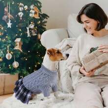 1 pieza Suéter para perro, Cálido vestido de suéter navideño para perro, Cuello alto de tela tejida, Suéter para perro para clima frío, Adecuado para perros medianos y pequeños, Atuendo festivo para mascotas