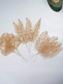 12pcs/24pcs Artificial Gold Leaves Home Wedding Decor DIY Artificial Plant Christmas Decoration, Gift Wrapping, Tabletop Centerpiece, Christmas Tree Ornament Home Decor Christmas Decorations Room Decor