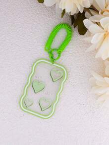 1pc Cute ID Card Holder With Spring Key Chain Creative Portable Badge Holder For School Student Office Worker Purple Butterfly Green Love Guka Keychain Bus Card Student Card Set License Holder Card Women