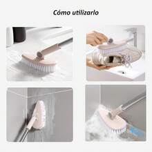 LEIDSANY Cepillo de Limpieza con Retráctil Largo y Cabezal Ajustable 180 Grados - para Cocina Baño Pisos Jardín Estacionamiento - Marron Claro - Ver 10