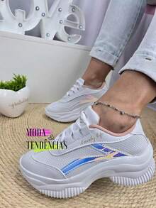 Women's Platform Sneakers, Beautiful, Comfortable And Resistant (LARGE SIZE) - 全息白 - 查看 10