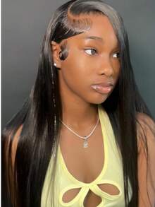 Eulisi 30 Inch Straight Lace Front Wigs 60% Human Hair 13x4 HD Transparent Lace Frontal Wigs Human Hair Pre Plucked With Baby Hair Natural Black Color,Short Straight Bob Wigs 8-14 Inch