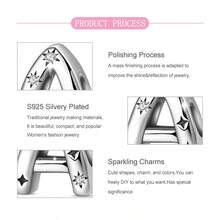 Easvnya S925 Silver-Plated A-Z 26-Letter Silver Star Beaded Daily Versatile Pendant, Commuting Small Pendant Suitable For Original Bracelets And Necklaces, Simple And Fashionable Pendant DIY Jewelry Making, Buy Your Favorite Letters To Form Your Own Birthday Or Name, Women's Birthday, Holiday Party Gifts