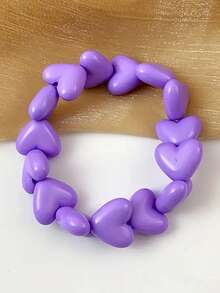 1 pieza Brazalete elástico con forma de corazón de acrílico de moda para mujeres, adecuado para uso diario y como regalo del Día de San Valentín