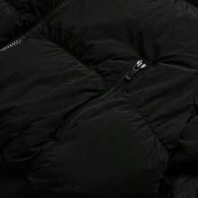 Adidas Women's Cropped Puff Casual Comfortable Stand Collar Cotton Jacket JX2970 - Black - View 5