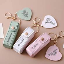 Customized Lipstick Holder Keychain With Mirror, Personalized Lipstick Pouch With Name, Bridesmaid Gift, Valentine's Day Gift - Multicolor - View 6