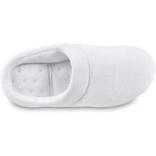Isotoner Women's Terry And Satin Slip On Cushioned Slipper With Memory Foam For Indoor/Outdoor Comfort Flat Sandals - 白色 - 查看 4