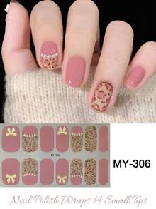 全指甲贴纸 指甲油贴 自粘凝胶指甲贴花 美甲套装 适合女士女孩 - 粉色 - 查看 2