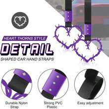 Fabbay 2 Pieces Heart Handle Keychains Car Accessory Heart Hand Strap Drift Charm For Car Interior Exterior Decoration(Purple,Thorns Style) - ColorF - 查看 3