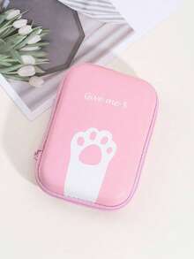 حقيبة تنظيم الكابلات والشواحن الوردية الجميلة على شكل بصمة قدم القطة ثلاثية الأبعاد، حقيبة تخزين للسماعات والشواحن والأجهزة الإلكترونية، منظم إلكتروني محمول ومقاوم للماء مناسب للسفر للرجال والنساء