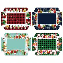 8pcs Christmas Paper Food Trays, Christmas Party Paper Trays, Christmas Food Snack Trays, Suitable For Christmas Party Decorations