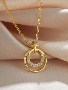 1pc Dainty & Sparkly Star & Eight-Pointed Star Shaped Necklace With Versatile Style - Gold - 查看 9