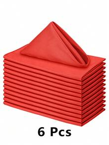 6/10/12pcs Red Cloth Napkins, Highly Absorbent, Washable, 100% Polyester Fabric, Hemmed Edges, Suitable For Hotel & Restaurant Dining