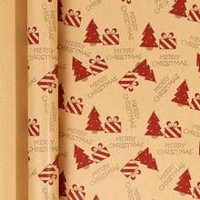 1pc 300x43cm Christmas Gift Wrapping Paper With Reindeer, Santa Claus, Christmas Tree Patterns, Gift Packaging Decoration Paper, Christmas Wrapping Paper, DIY Gift Decoration, Handmade Packaging Paper, Easy To Protect Items, Gift Box Filling, Party Decoration - Christmas Style Design, Durable Packaging, Holiday Packaging, Holiday Decoration