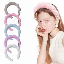 1 pieza Diadema de terciopelo azul para mujer, accesorios para el cabello minimalistas de corona alta para lavarse la cara, envoltorio de ducha lindo